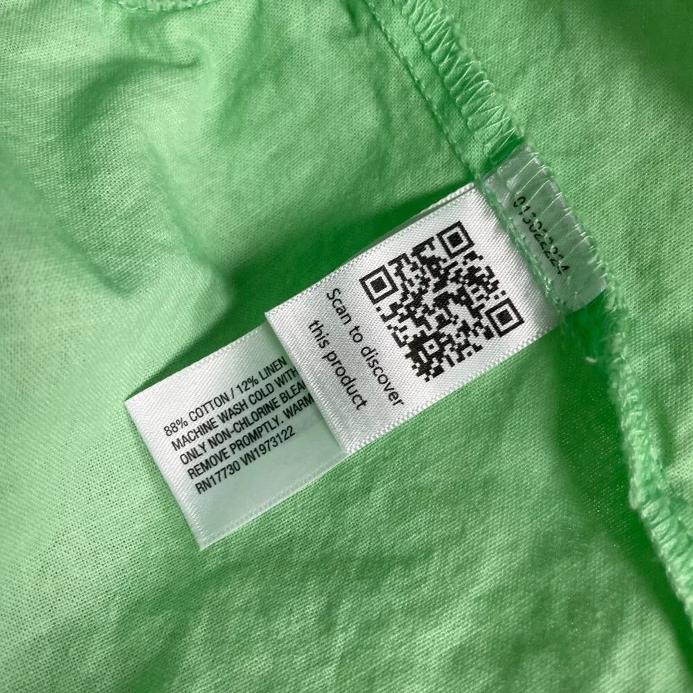 Universal Thread Crop Top Light Neon Green Cotton Linen Size XS‎ Long Sleeves